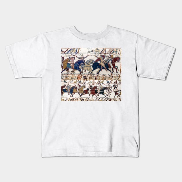 THE BAYEUX TAPESTRY NORMAN KNIGHTS AND ARCHERS Detail Kids T-Shirt by BulganLumini